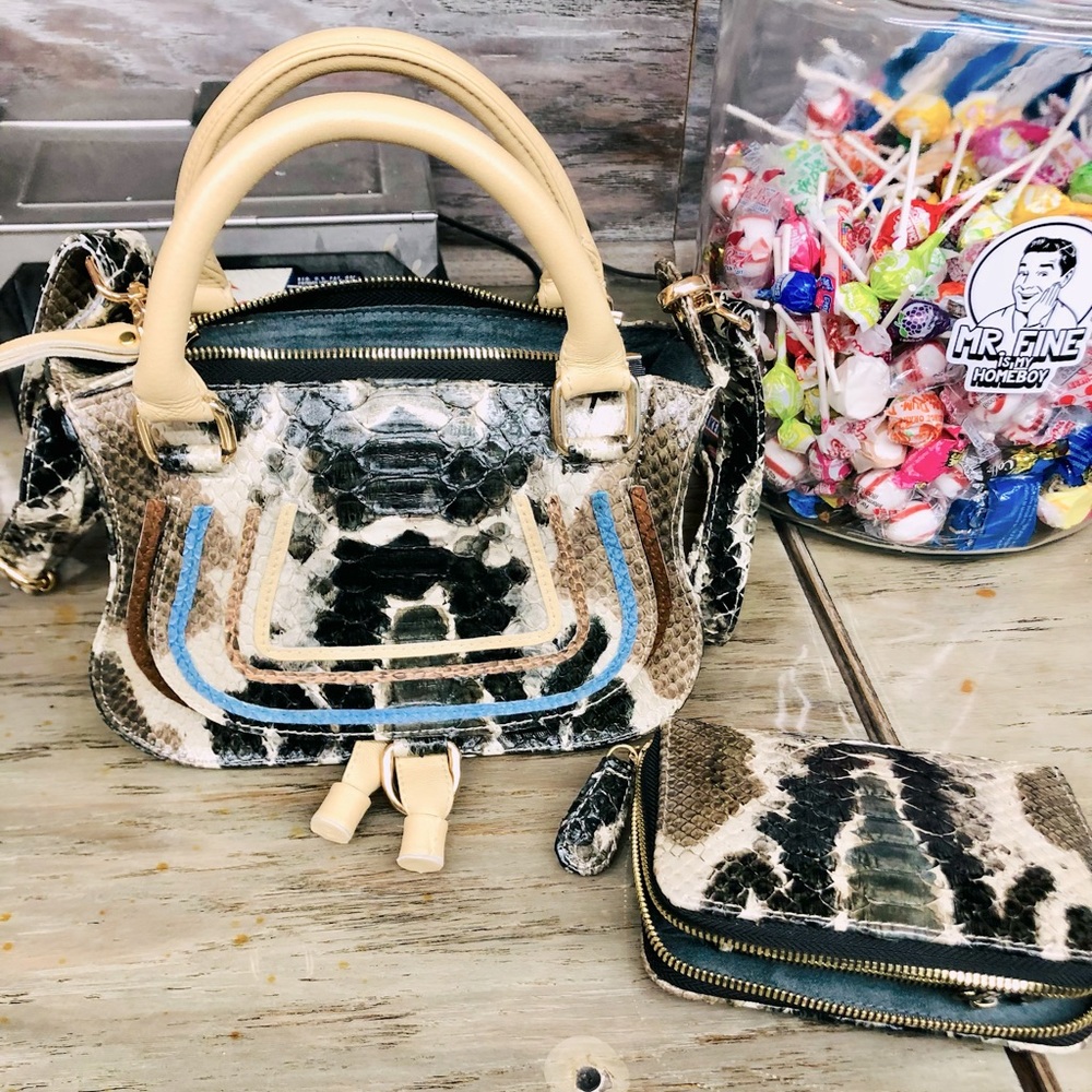 Real Python Leather Handbag Crossbody Marcie Look… - image 1